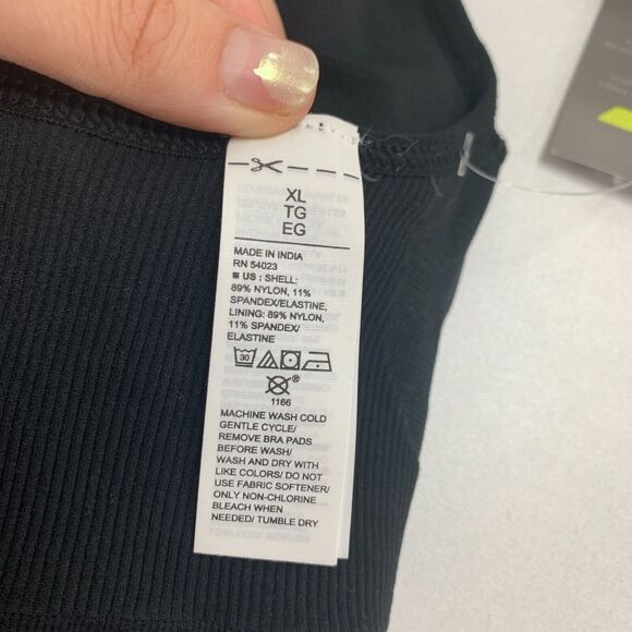 Old Navy Go Dry Sports Bra Womens XL Black Ribbed Padded Light Support Y Back - Picture 12 of 16